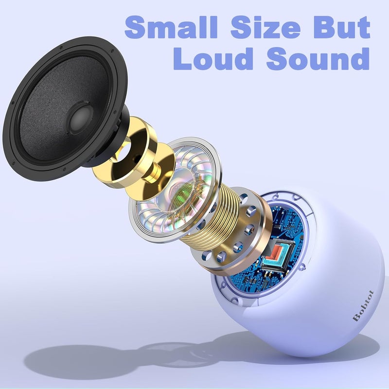 Bobtot Portable Bluetooth Speakers with Strap Easy to Carry, Wireless IPX5 Waterproof Mini Speaker with Loud Stereo Sound, 20 Hours Playtime, Rechargeable Battery, Built-in Microphone, Purple - Image 3
